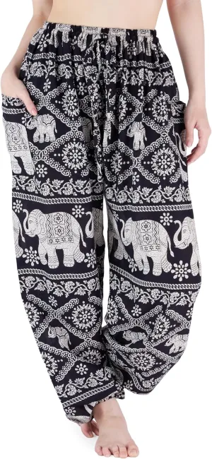 Lannaclothesdesign Women's Elephant Hippie Boho Yoga Harem Pants