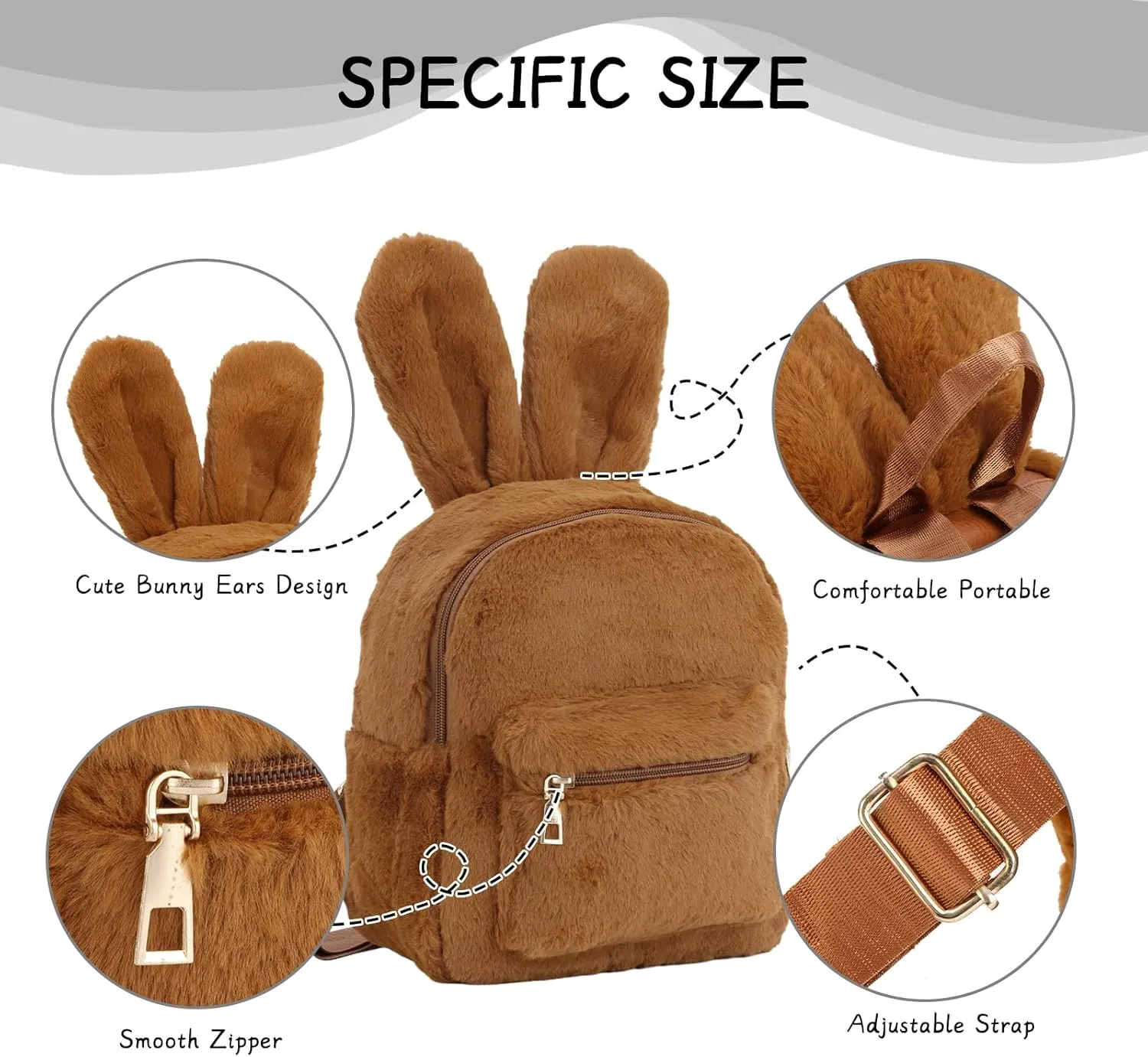 Lanpet Cute Bunny Backpacks for Women Rabbit Ears Backpack Fluffy Shoulder Bag Satchel