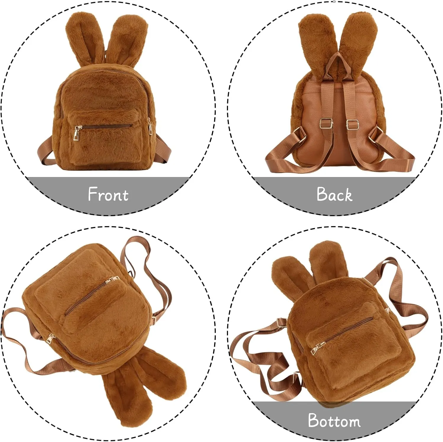 Lanpet Cute Bunny Backpacks for Women Rabbit Ears Backpack Fluffy Shoulder Bag Satchel
