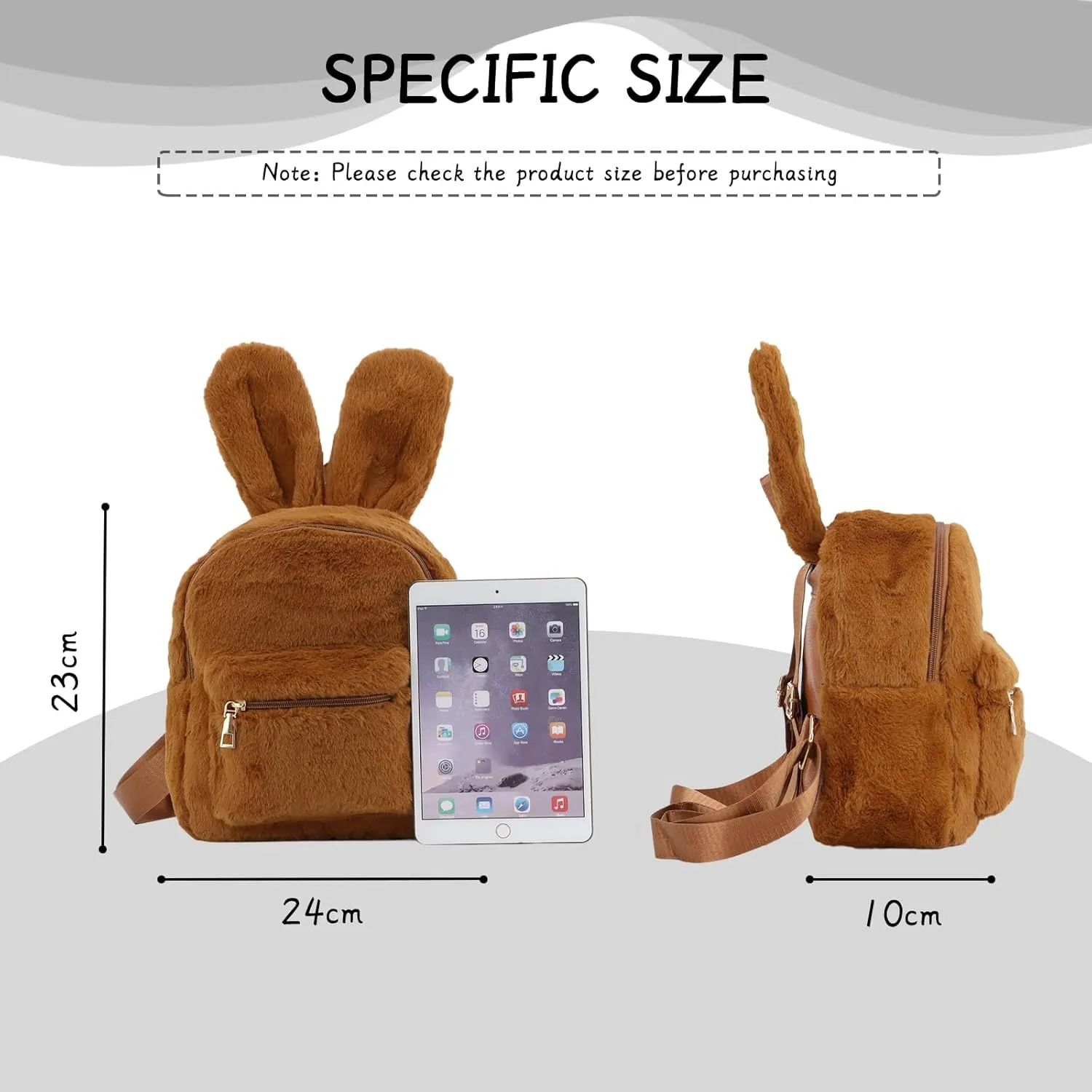 Lanpet Cute Bunny Backpacks for Women Rabbit Ears Backpack Fluffy Shoulder Bag Satchel