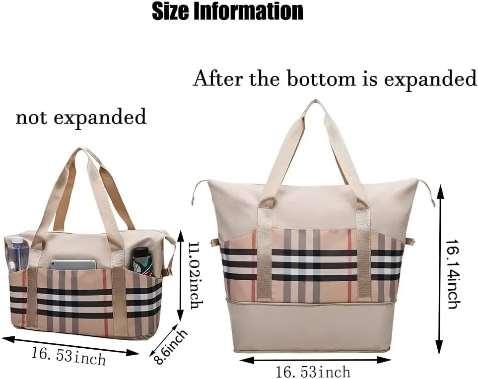 Large Capacity Travel Luggage Bag, Women's Tote Bag to Carry Airplane Fits Under Seat, Men's Short Business Carry-on Sports Gym Dry and Wet Separation BagElegant Coffee