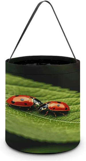 Leaves And Ladybug Halloween Tote Candy Bag Candy Basket Candy Bucket Gift Bag for Halloween Party