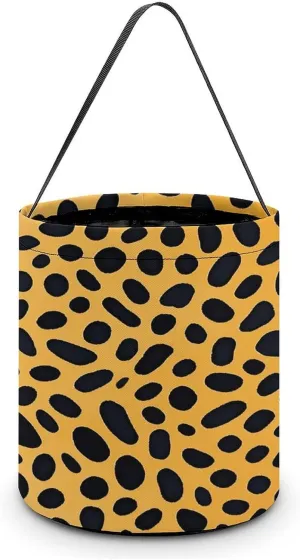 Leopard Pattern Halloween Tote Candy Bag Candy Basket Candy Bucket Gift Bag for Halloween Party