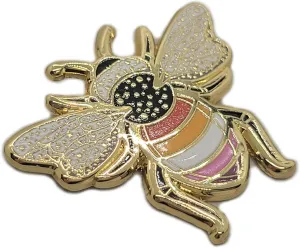 Lesbian Pride Bee Enamel Pin in WLW LGBT  Flag Colors | Pride Jewelry