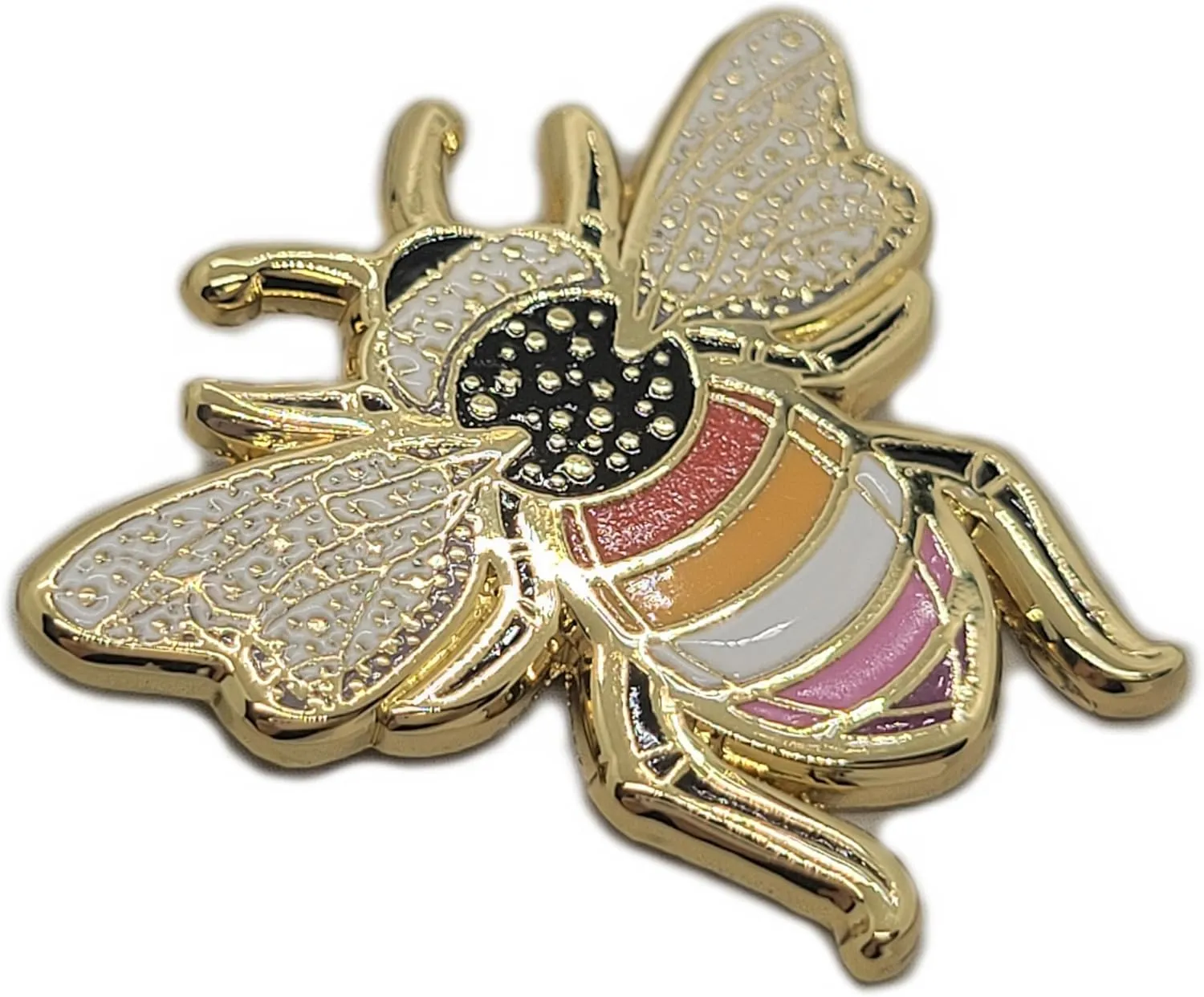 Lesbian Pride Bee Enamel Pin in WLW LGBT  Flag Colors | Pride Jewelry