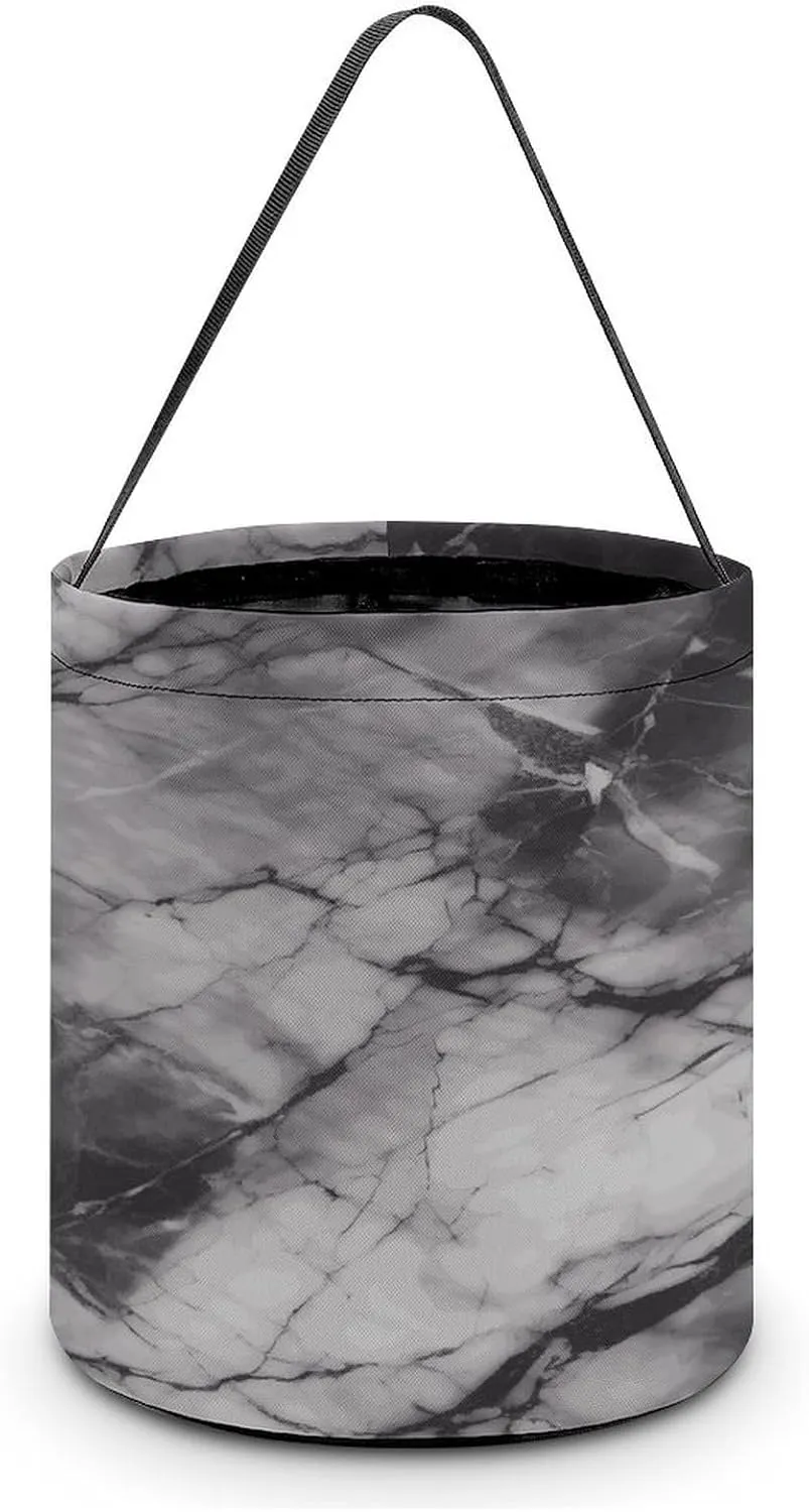 Light Black Marble Halloween Tote Candy Bag Candy Basket Candy Bucket Gift Bag for Halloween Party