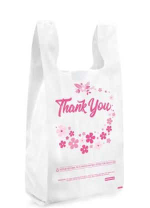Lina Plastics- 500 Pack Thank You T-Shirt Bags, Plastic-Bulk Shopping Bags, Restaurant Bag -Plastic Bags in Bulk (12" x 7" x 23")