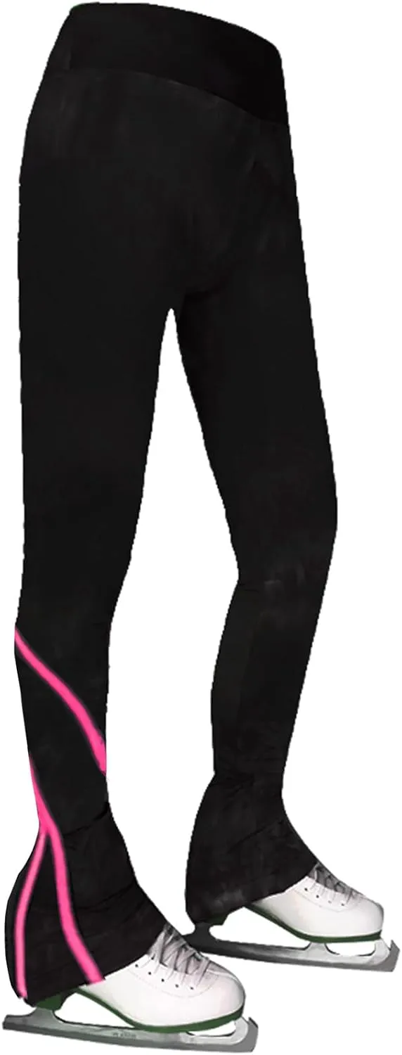 LIUHUO Ice Skating Pants Girls Women's Figure Skating Trousers Black Spin Fleece Breathable Skating Leggings Children