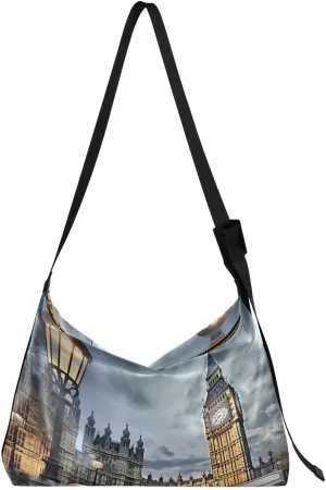 London Landmark Tote Bag for Women Large Hobo Bags Crossbody Bag Leather Hobo Bags with Adjustable Strap for School Women