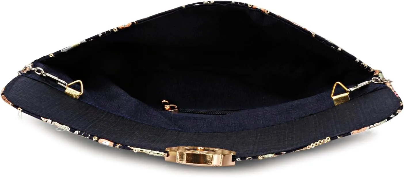 LONGING TO BUY Handcrafted Sling Bag Foldover Clutch For Women, Jaipuri Handicraft Sling Bag For Women