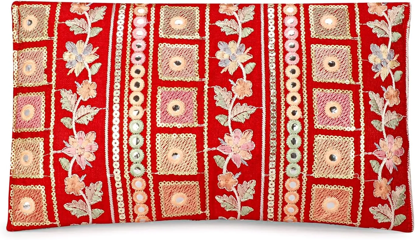 LONGING TO BUY Handcrafted Sling Bag Foldover Clutch For Women, Jaipuri Handicraft Sling Bag For Women