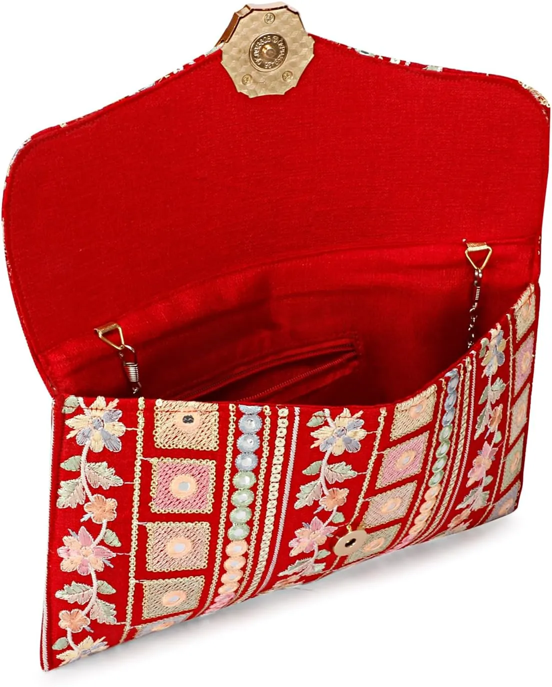 LONGING TO BUY Handcrafted Sling Bag Foldover Clutch For Women, Jaipuri Handicraft Sling Bag For Women