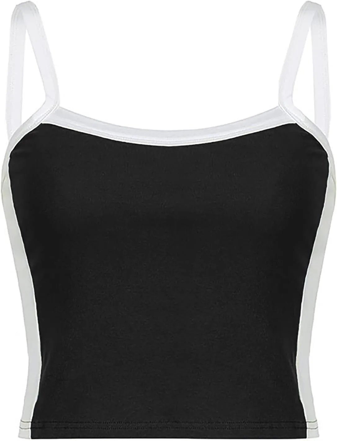 LQI Tank Tops for Women Contrast Trim Cami Tops Y2K Crop Tops Sexy Strap Summer Tops