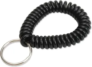 Lucky Line 2 Diameter Spiral Wrist Coil with Steel Key Ring, Flexible Wrist Band Key Chain Bracelet, Stretches to 12, unisex-adult, Black, 1 PK (410201)