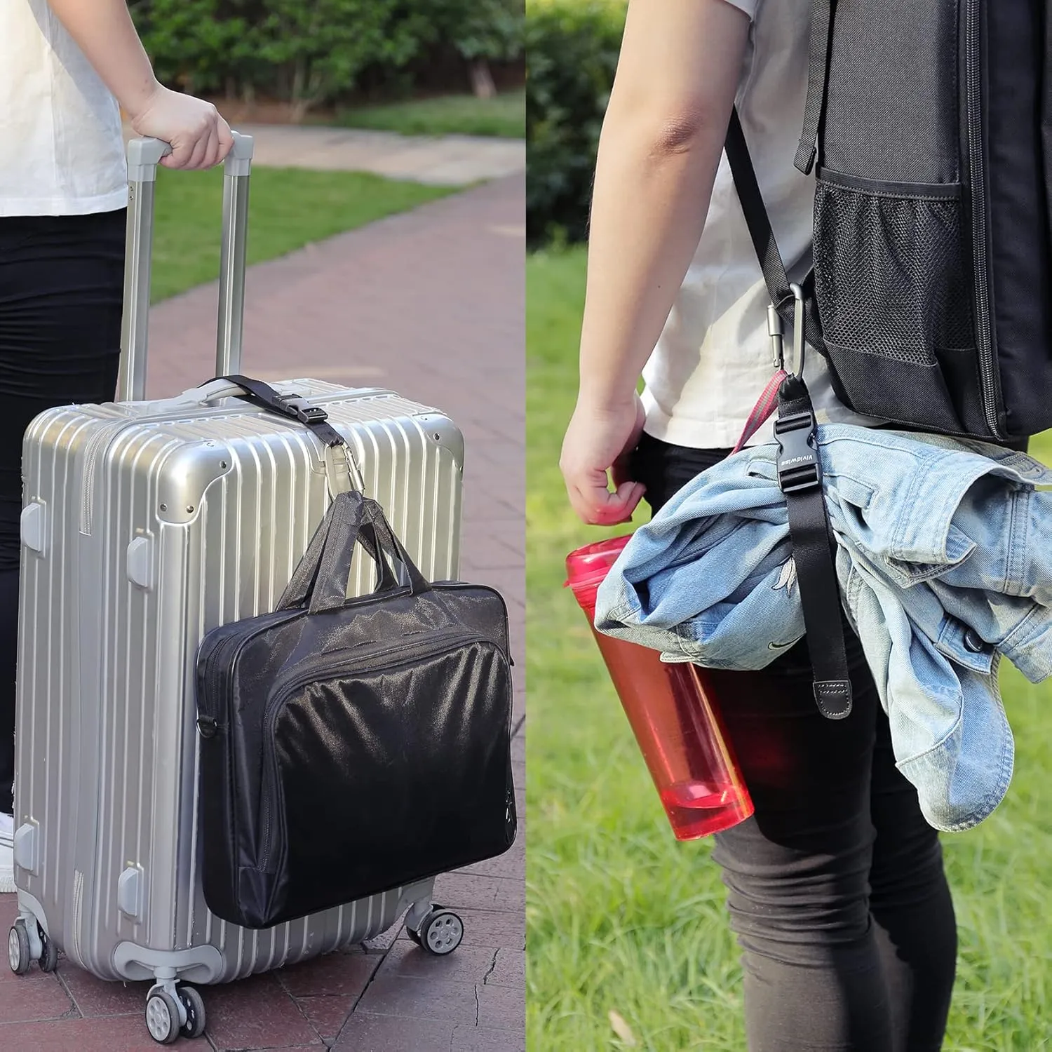 Luggage Straps, Add a Bag Luggage Strap Jacket Gripper, Luggage Straps Carry-on Baggage Suitcase Straps Belts Travel Accessories (Black, Hook x 1)