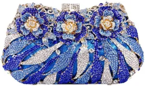 Luxury Sparkly Rose Crystal Evening Clutches Banquet Party Evening Bag Wedding Handbag Purses for Women