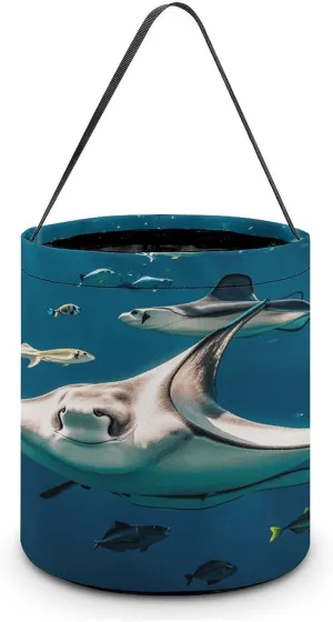 Manta Ray And Fish Halloween Tote Candy Bag Candy Basket Candy Bucket Gift Bag for Halloween Party
