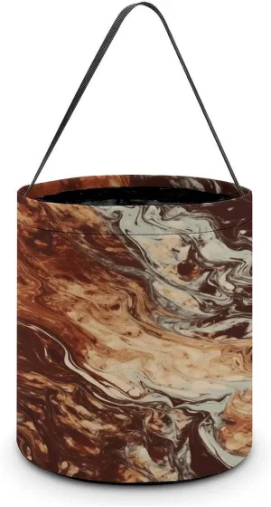 Marble Mixed Brown Halloween Tote Candy Bag Candy Basket Candy Bucket Gift Bag for Halloween Party