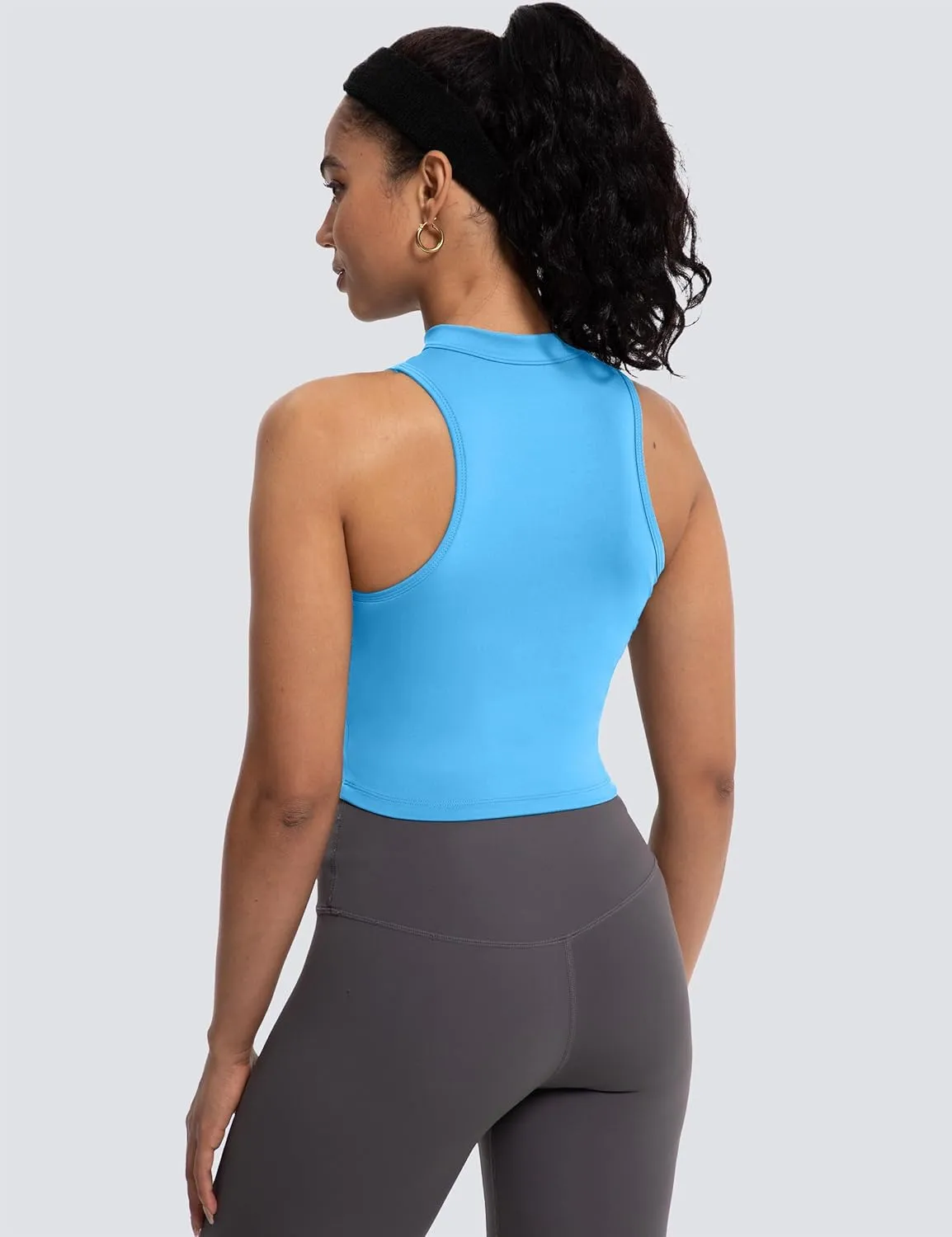 MathCat Half Zipper Workout Tank Tops for Women with Built in Bra, Racerback Workout Tops Sleeveless Crop Tops Gym Yoga Tops