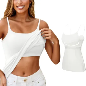 MathCat Seamless Workout Tank Top with Built in Bra for Women, Athletic Yoga Padded Racerback Camisole A03-White XXXXL