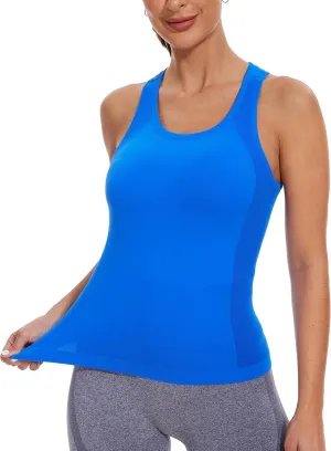 MathCat Workout Tank Tops for women Racerback Tank tops Seamless Gym Tops Sleeveless Athletic Yoga Running Shirts