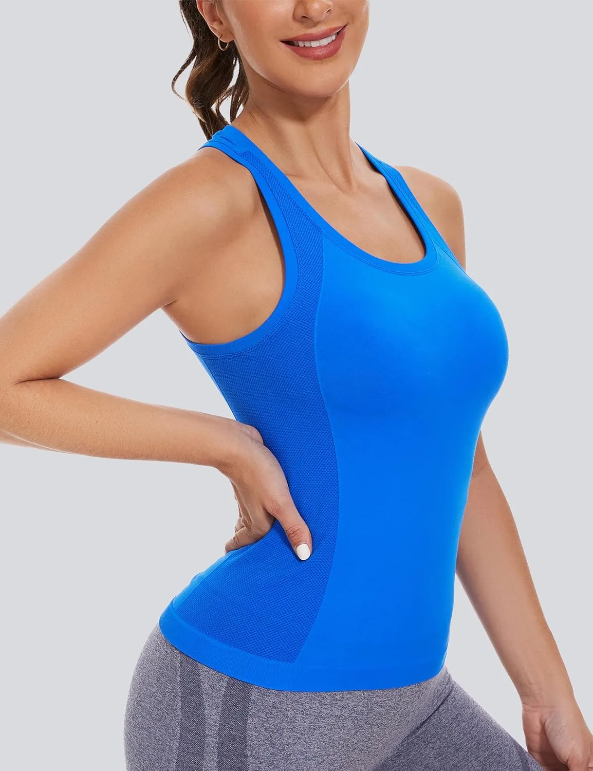 MathCat Workout Tank Tops for women Racerback Tank tops Seamless Gym Tops Sleeveless Athletic Yoga Running Shirts