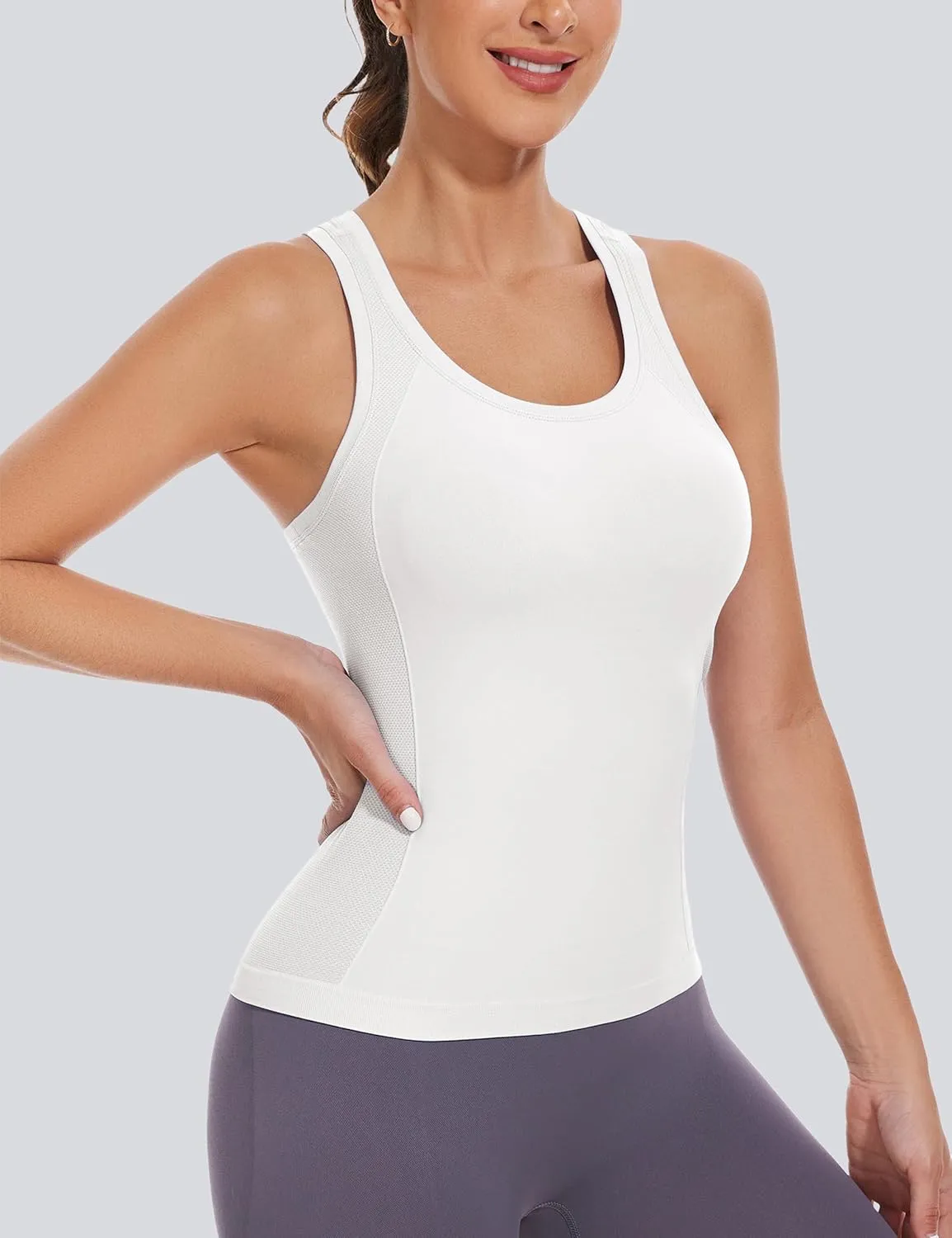 MathCat Workout Tank Tops for women Racerback Tank tops Seamless Gym Tops Sleeveless Athletic Yoga Running Shirts