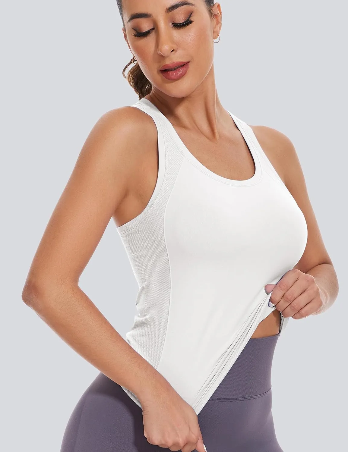 MathCat Workout Tank Tops for women Racerback Tank tops Seamless Gym Tops Sleeveless Athletic Yoga Running Shirts