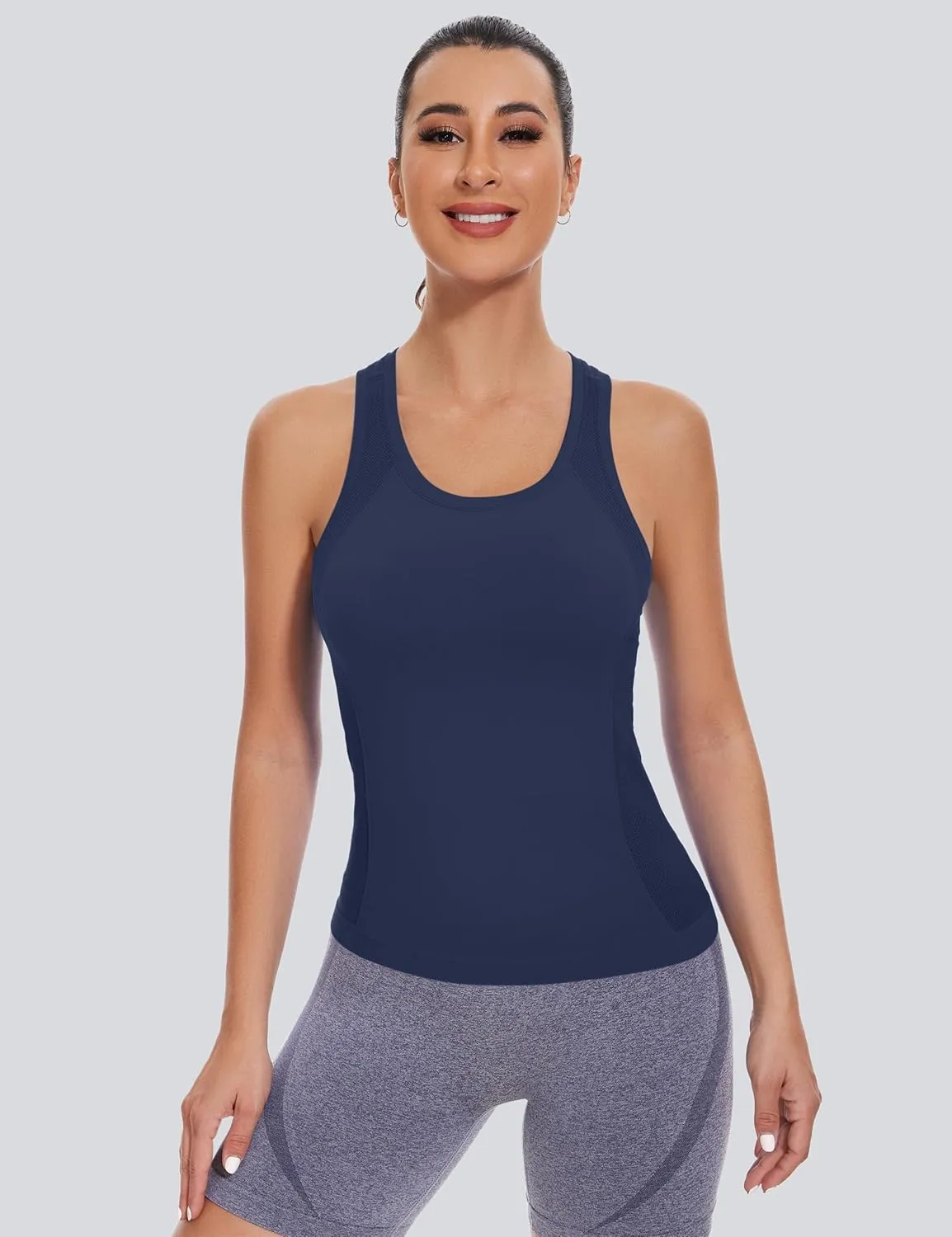 MathCat Workout Tank Tops for women Racerback Tank tops Seamless Gym Tops Sleeveless Athletic Yoga Running Shirts