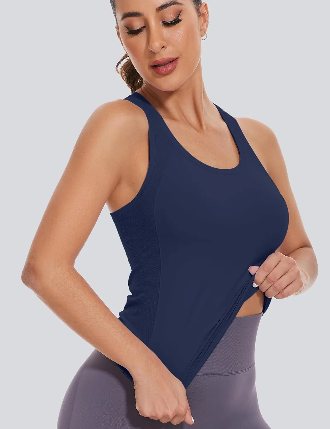 MathCat Workout Tank Tops for women Racerback Tank tops Seamless Gym Tops Sleeveless Athletic Yoga Running Shirts