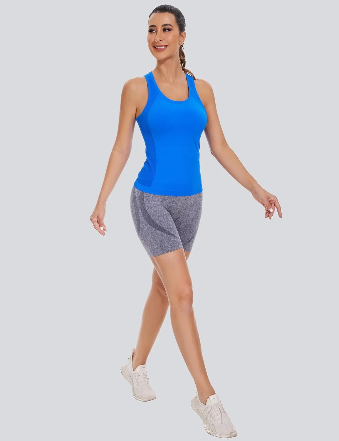 MathCat Workout Tank Tops for women Racerback Tank tops Seamless Gym Tops Sleeveless Athletic Yoga Running Shirts