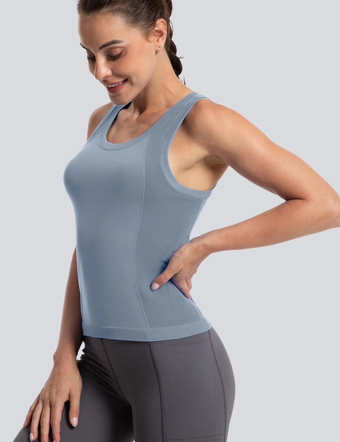 MathCat Workout Tank Tops for women Racerback Tank tops Seamless Gym Tops Sleeveless Athletic Yoga Running Shirts