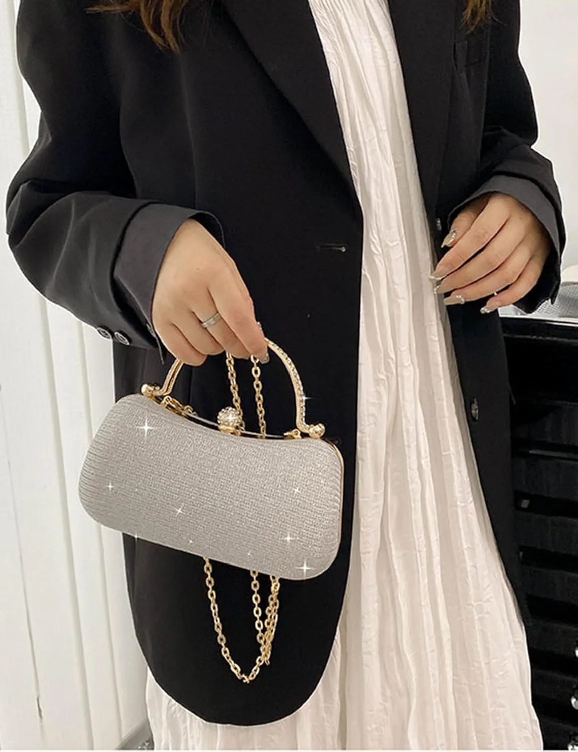 meilun Women's Rhinestone Clutch Evening Bags Sparkly Glitter Party Clutches Wedding Purses Cocktail Prom Satchel Handbags