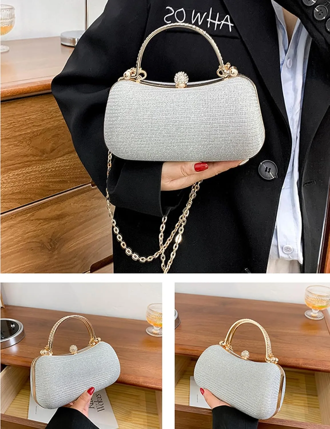meilun Women's Rhinestone Clutch Evening Bags Sparkly Glitter Party Clutches Wedding Purses Cocktail Prom Satchel Handbags