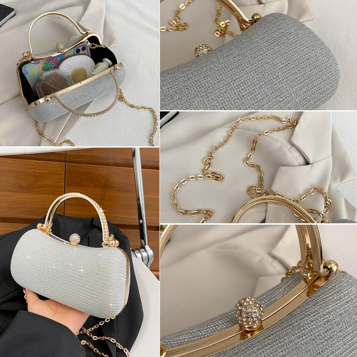 meilun Women's Rhinestone Clutch Evening Bags Sparkly Glitter Party Clutches Wedding Purses Cocktail Prom Satchel Handbags