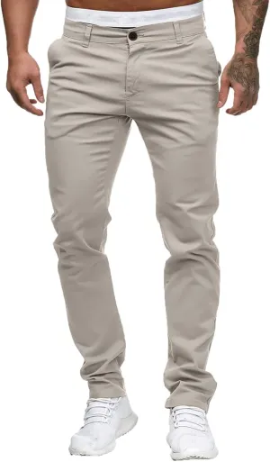 Men's Casual Slim Pants Solid Color Mid Trousers Fashion Joggers Sports Pants Hiking Trousers Gym Sweatpants