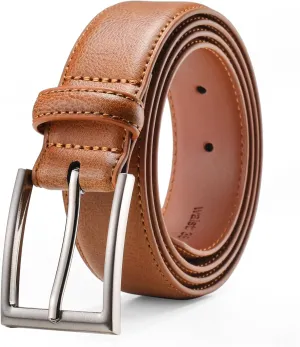 Mens Genuine Leather Dress Belt Classic Casual Belt with Single Prong Buckle for Jeans Pants Work and Business