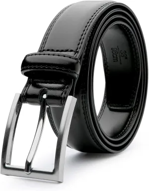 Mens Genuine Leather Dress Belt Classic Casual Belt with Single Prong Buckle for Jeans Pants Work and Business