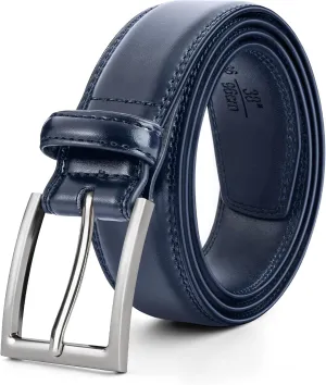 Mens Genuine Leather Dress Belt Classic Casual Belt with Single Prong Buckle for Jeans Pants Work and Business