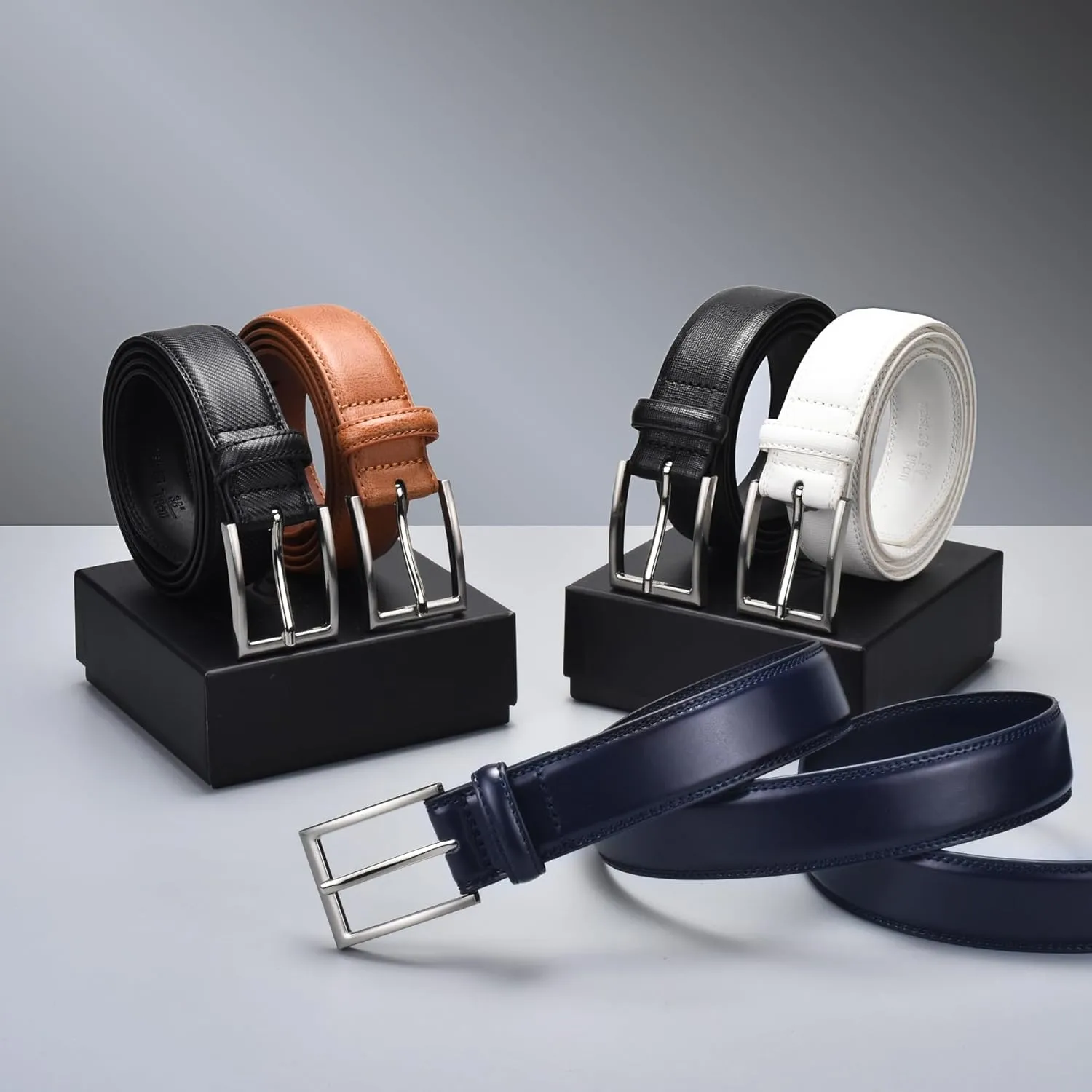 Mens Genuine Leather Dress Belt Classic Casual Belt with Single Prong Buckle for Jeans Pants Work and Business