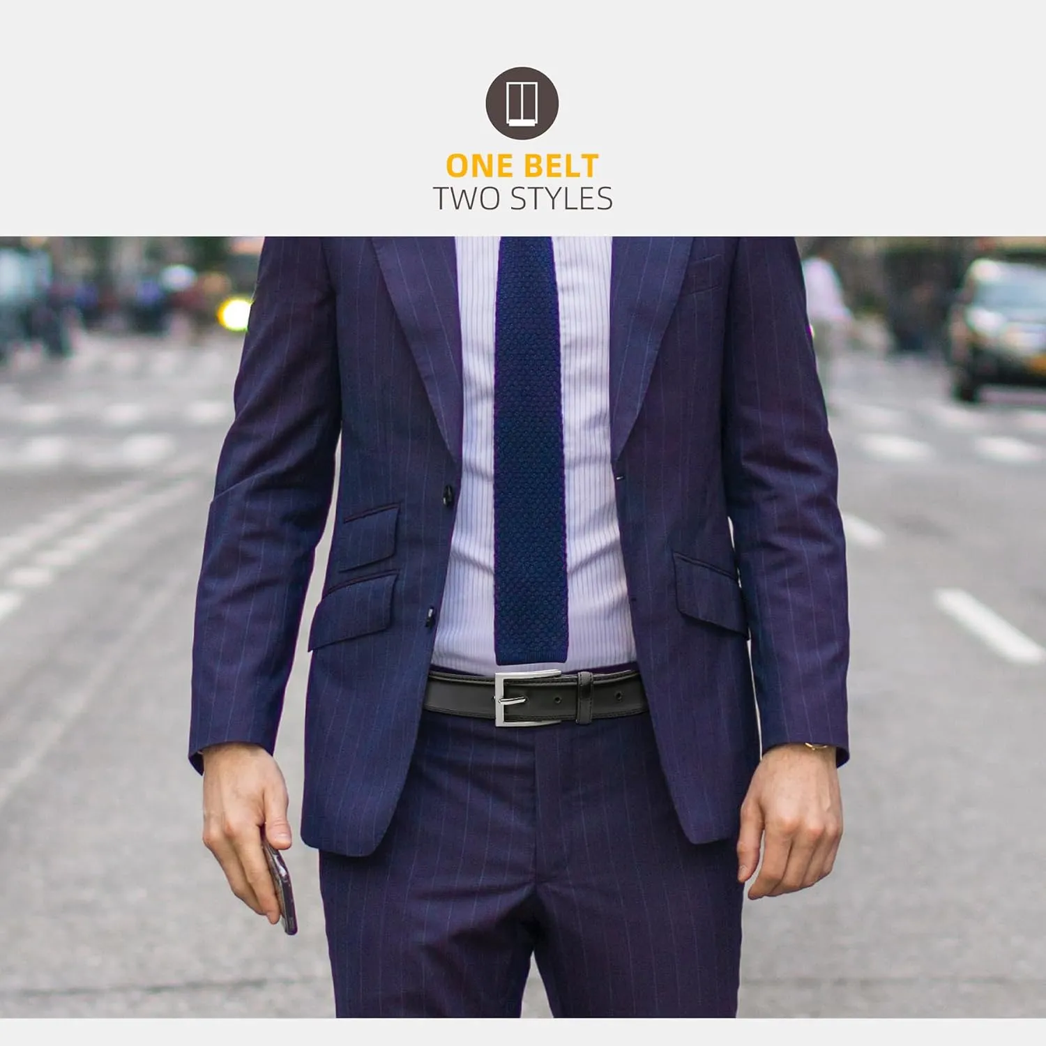 Mens Genuine Leather Dress Belt Classic Casual Belt with Single Prong Buckle for Jeans Pants Work and Business