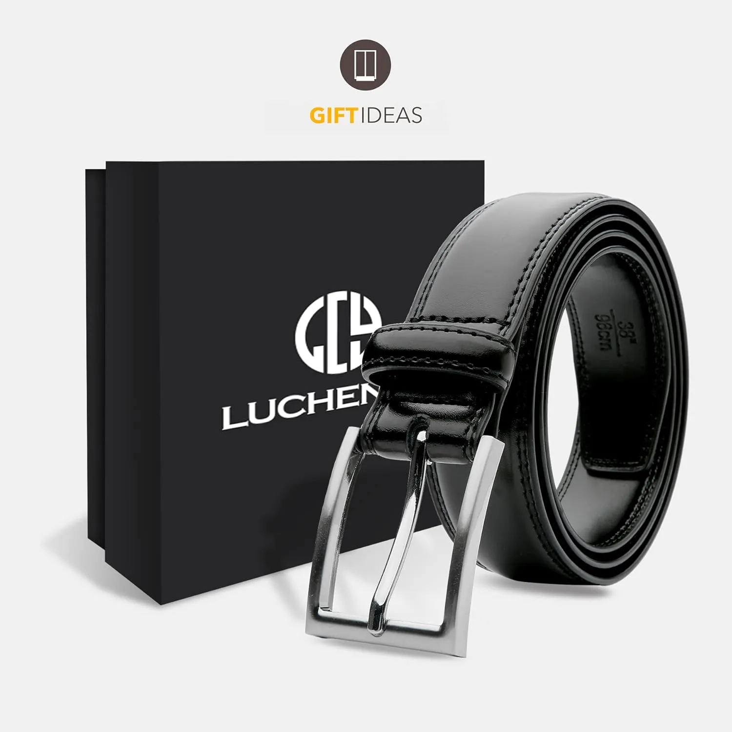 Mens Genuine Leather Dress Belt Classic Casual Belt with Single Prong Buckle for Jeans Pants Work and Business