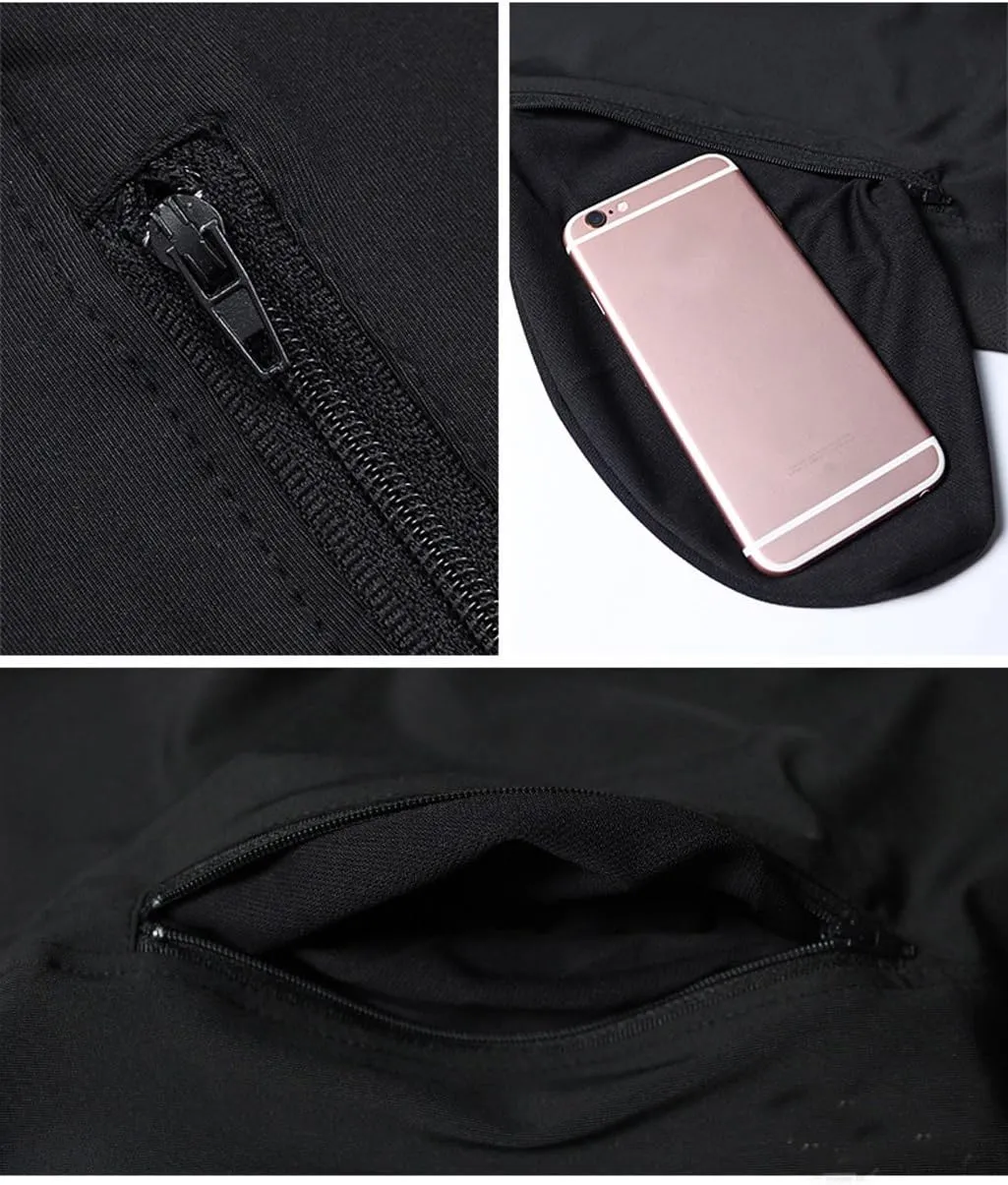 Men's Quick-Dry Hoodies Running Sweatshirt Slim Fit Zip Up Fitness Gym T Shirts