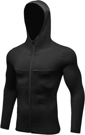 Men's Quick-Dry Hoodies Running Sweatshirt Slim Fit Zip Up Fitness Gym T Shirts