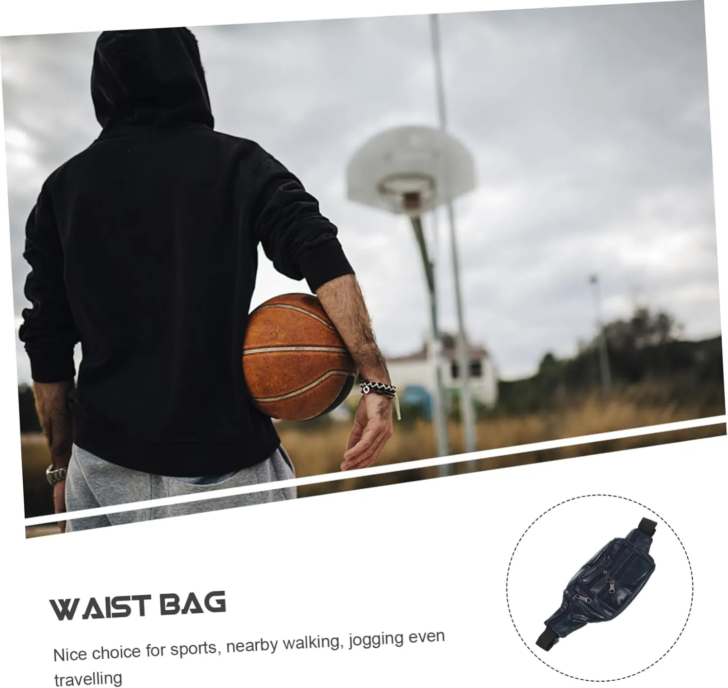 Men's Waterproof Fanny Pack Coin Purse Travel Waist Bag Adjustable Belt for Outdoor Sports