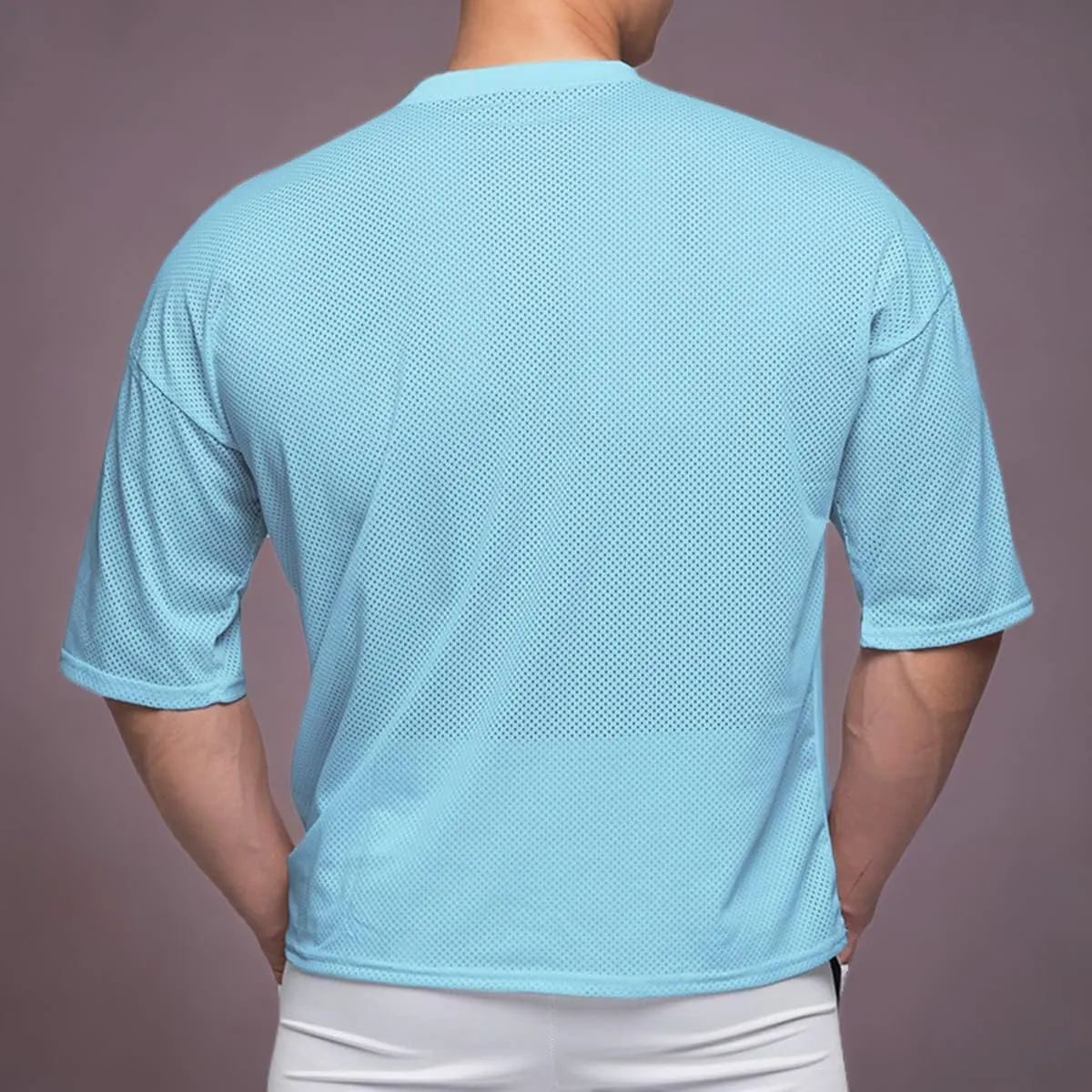 Mens Workout Shirts Short Sleeve Oversize Hipster Big Size Gym Shirts Basketball Hip-hop Mesh T-Shirts for Men T64
