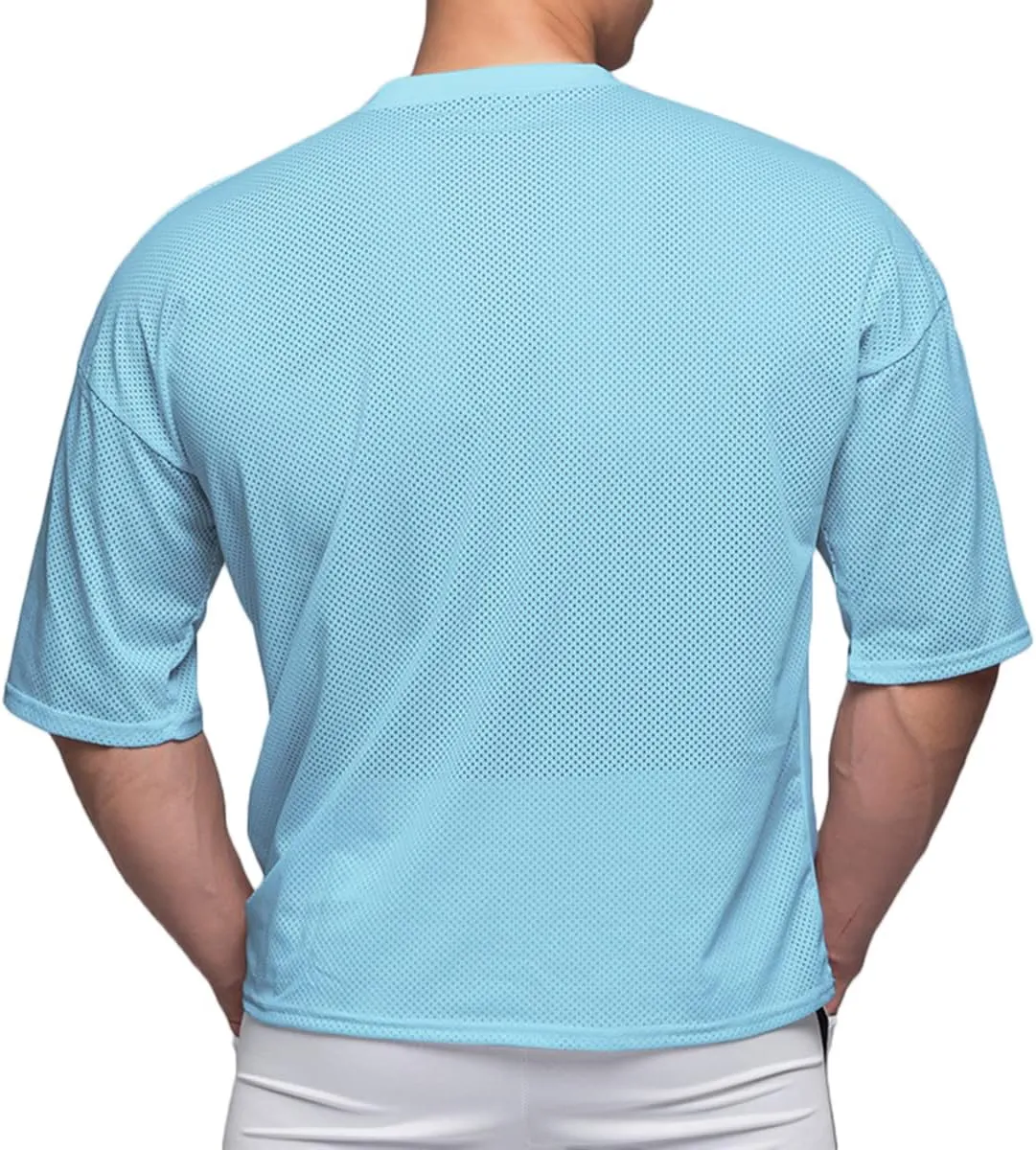 Mens Workout Shirts Short Sleeve Oversize Hipster Big Size Gym Shirts Basketball Hip-hop Mesh T-Shirts for Men T64