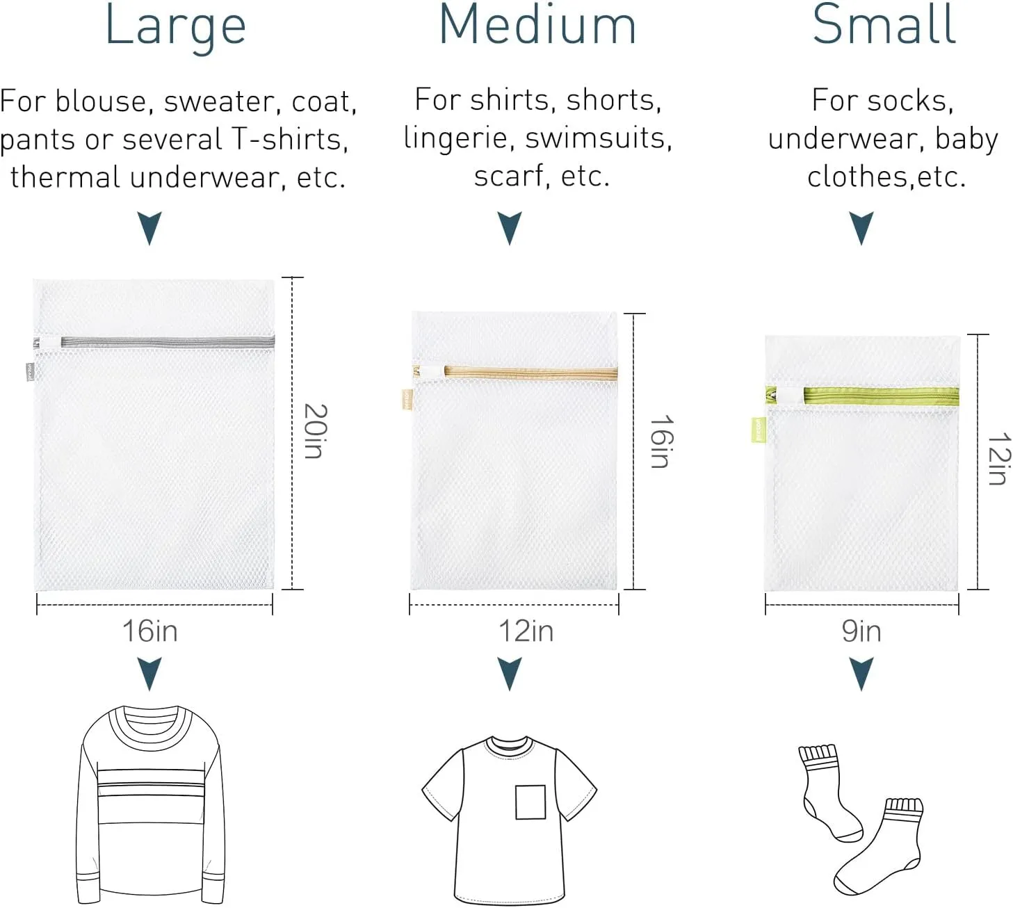 Mesh Laundry Bags, Washing Machine Wash Bags, Reusable and Durable Mesh Wash Bags for Delicates Blouse, Hosiery, Underwear, Bra, Lingerie Baby Clothes - 5 Different Size