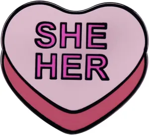 Metal Irregular Enamel Pin Ornament Her Pronoun Brooch Creative Fashion Badge with Letter Accessory for Jackets Cotton Shirt Dress Cotton Canvas Bag Denim Jacket