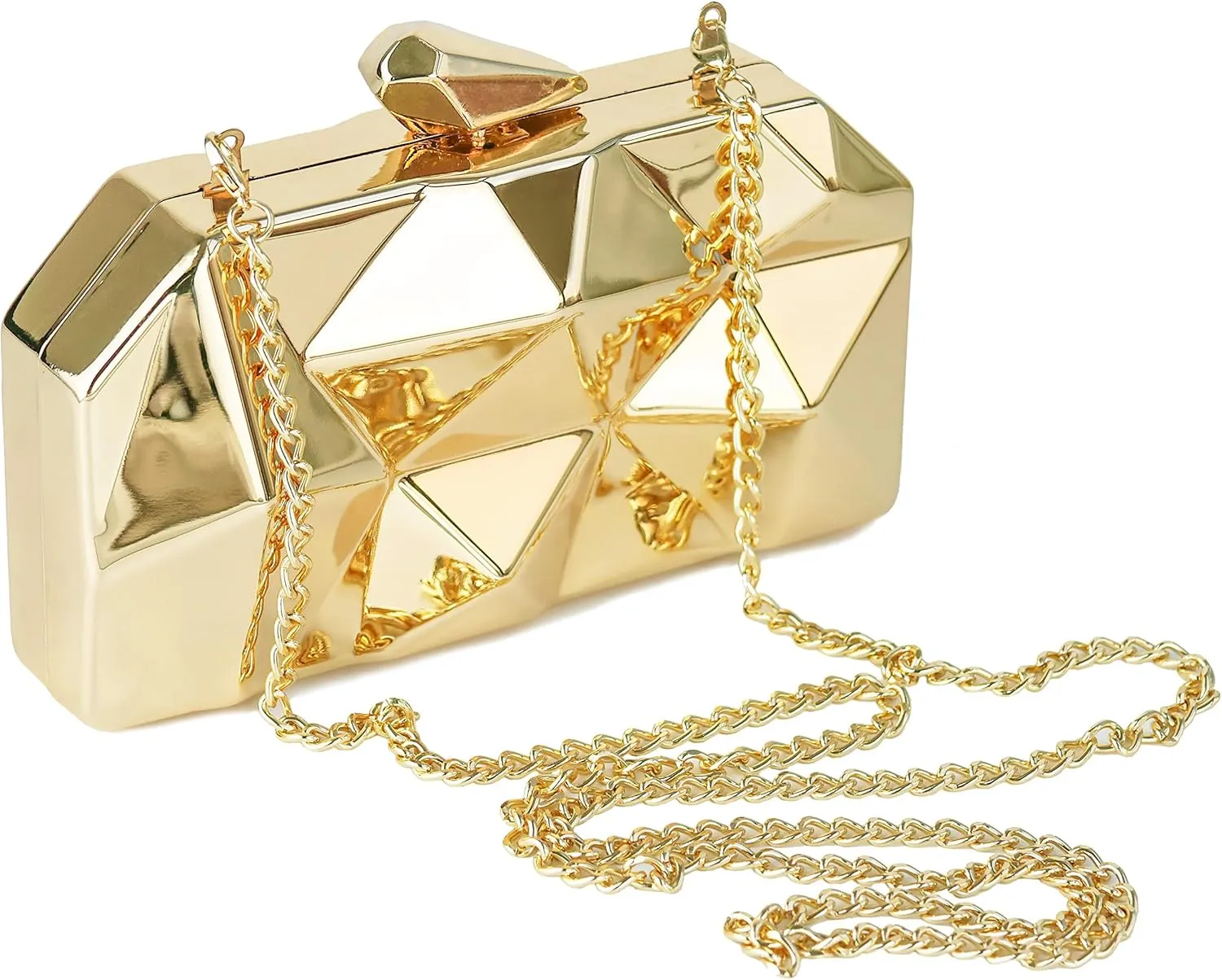 Milisente Women's Clutch Purses Metallic Bridal Party Geometric Evening Clutches Bags Cocktail Formal Handbags